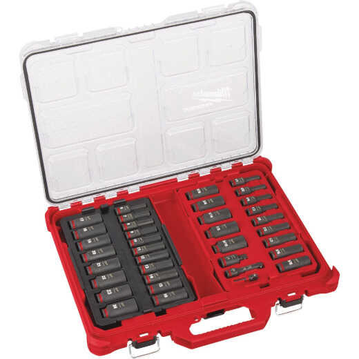 Milwaukee SHOCKWAVE Standard/Metric 3/8 In. Drive 6-Point Deep Impact Driver Set with PACKOUT Organizer (36-Piece)